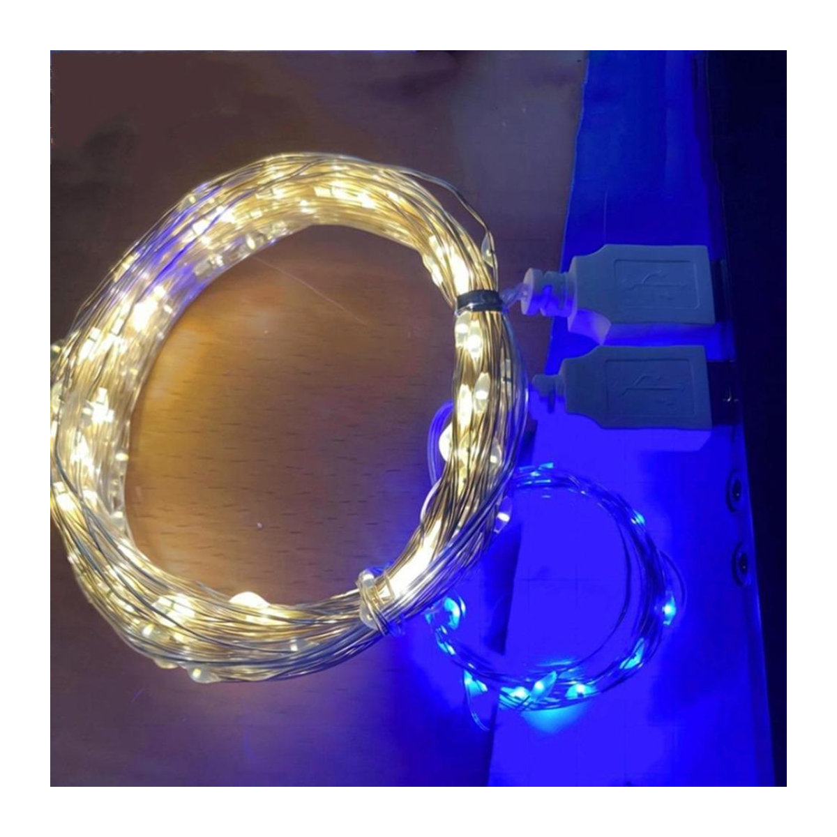 OuuZuu USB LED Lichterkette aus Kupferdraht in Silber, warm weiß, wasserdicht für Weihnachts-, Hochzeits- und Partydekoration - Bild 8