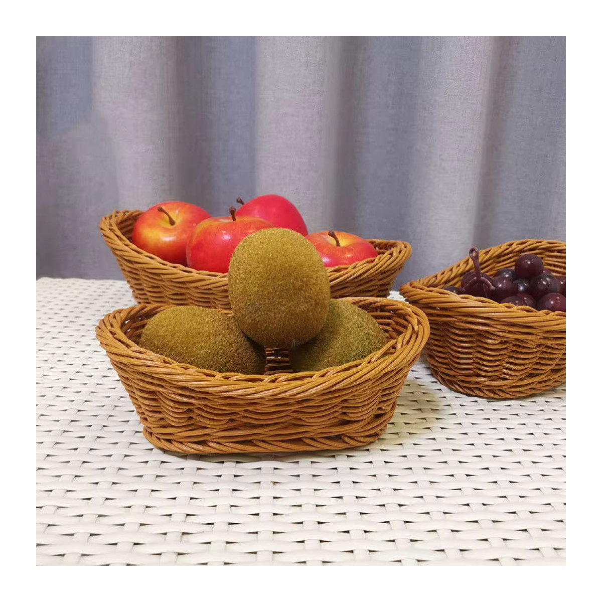 Ovaler Servierkorb aus Rattangeflecht von ACRDDK in Braun, rustikales Design für Brot, Obst und Gemüse - Bild 5