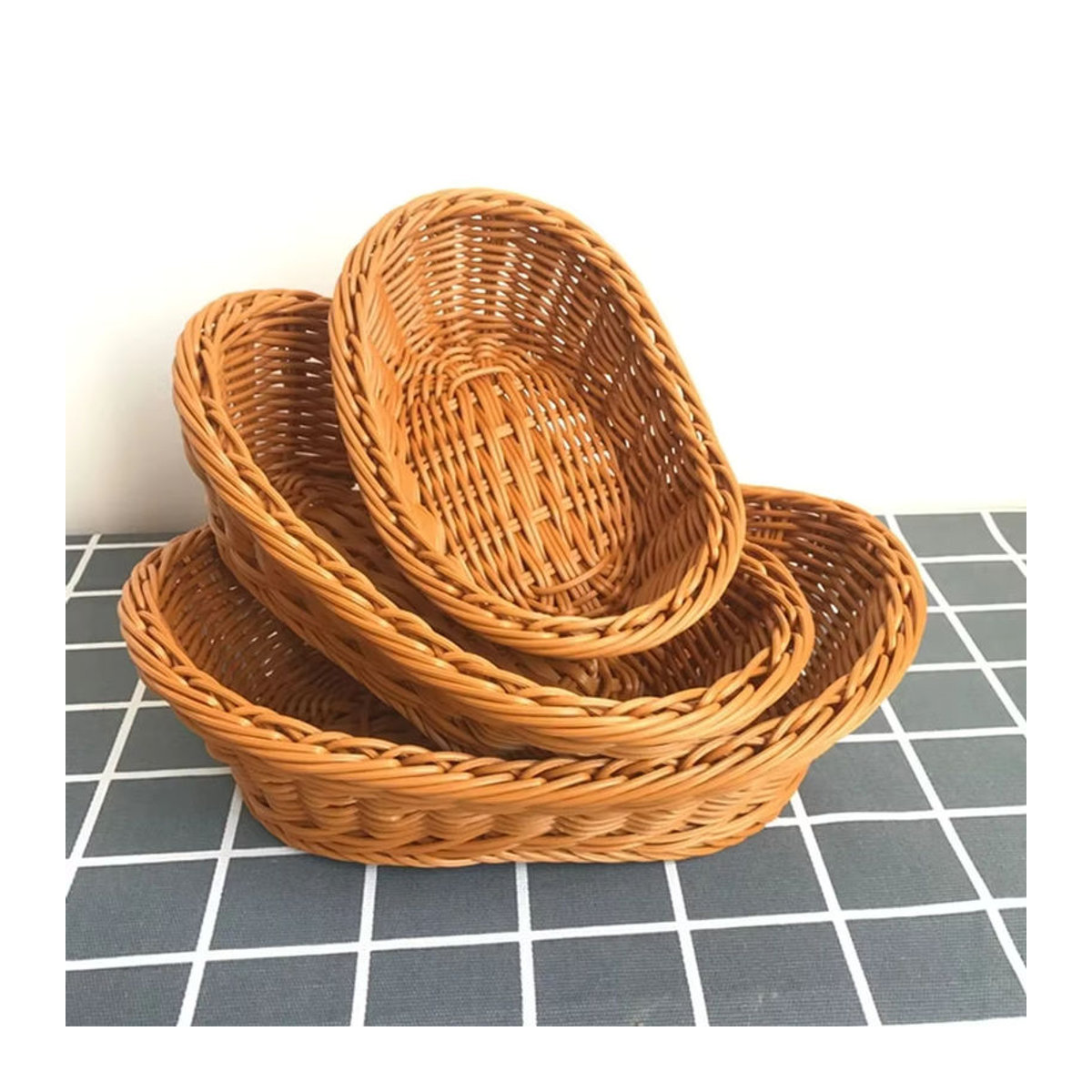 Ovaler Servierkorb aus Rattangeflecht von ACRDDK in Braun, rustikales Design für Brot, Obst und Gemüse - Bild 6