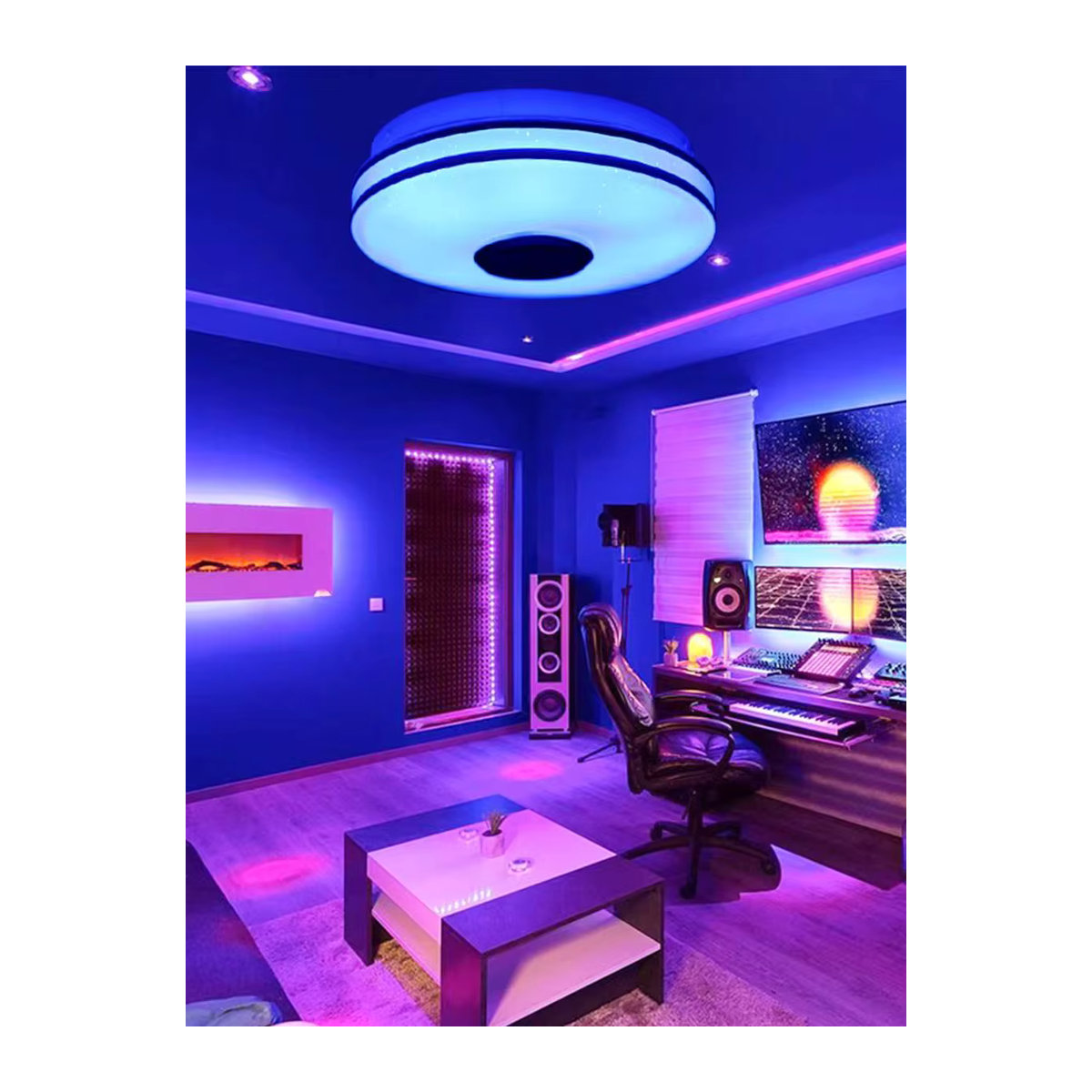 Oyajia 36W LED-Deckenleuchte mit Bluetooth-Lautsprecher, dimmbar per App und Fernbedienung, RGB-Farben, Modern - Bild 7