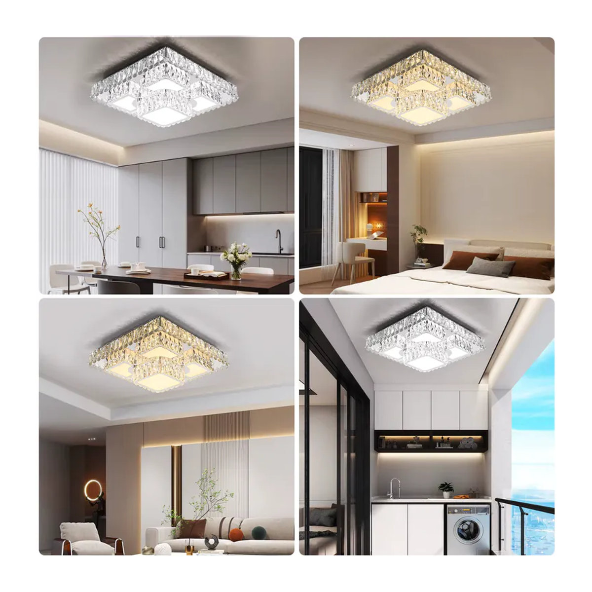 Oyajia Moderne LED-Kristall-Deckenleuchte in Chrom mit Fernbedienung und stufenlosem Dimmen, Durchmesser: 50 cm, 60 W - Bild 5
