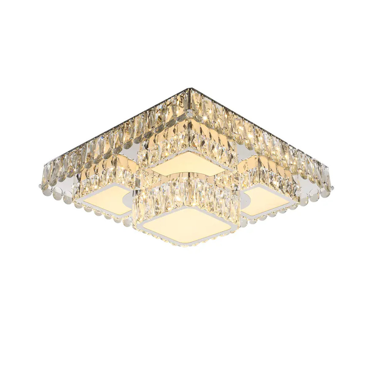 Oyajia Moderne LED-Kristall-Deckenleuchte in Chrom mit Fernbedienung und stufenlosem Dimmen, Durchmesser: 50 cm, 60 W - Bild 7