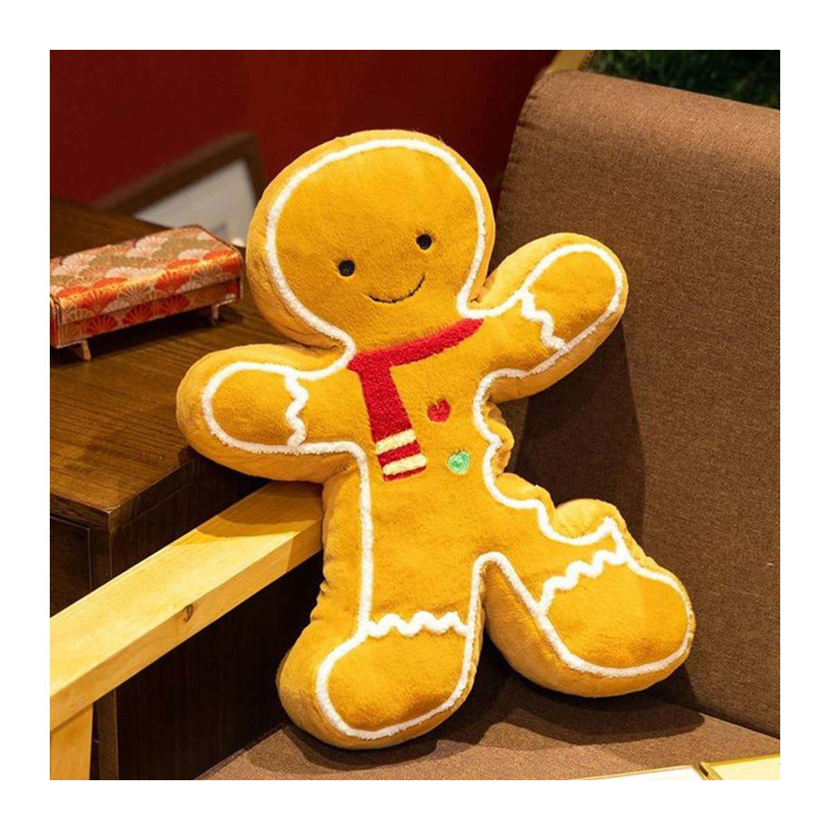OYOUDO Lebkuchenmann Kawaii Plüschtier in Weiß und Rot, 17 cm Höhe - Bild 1