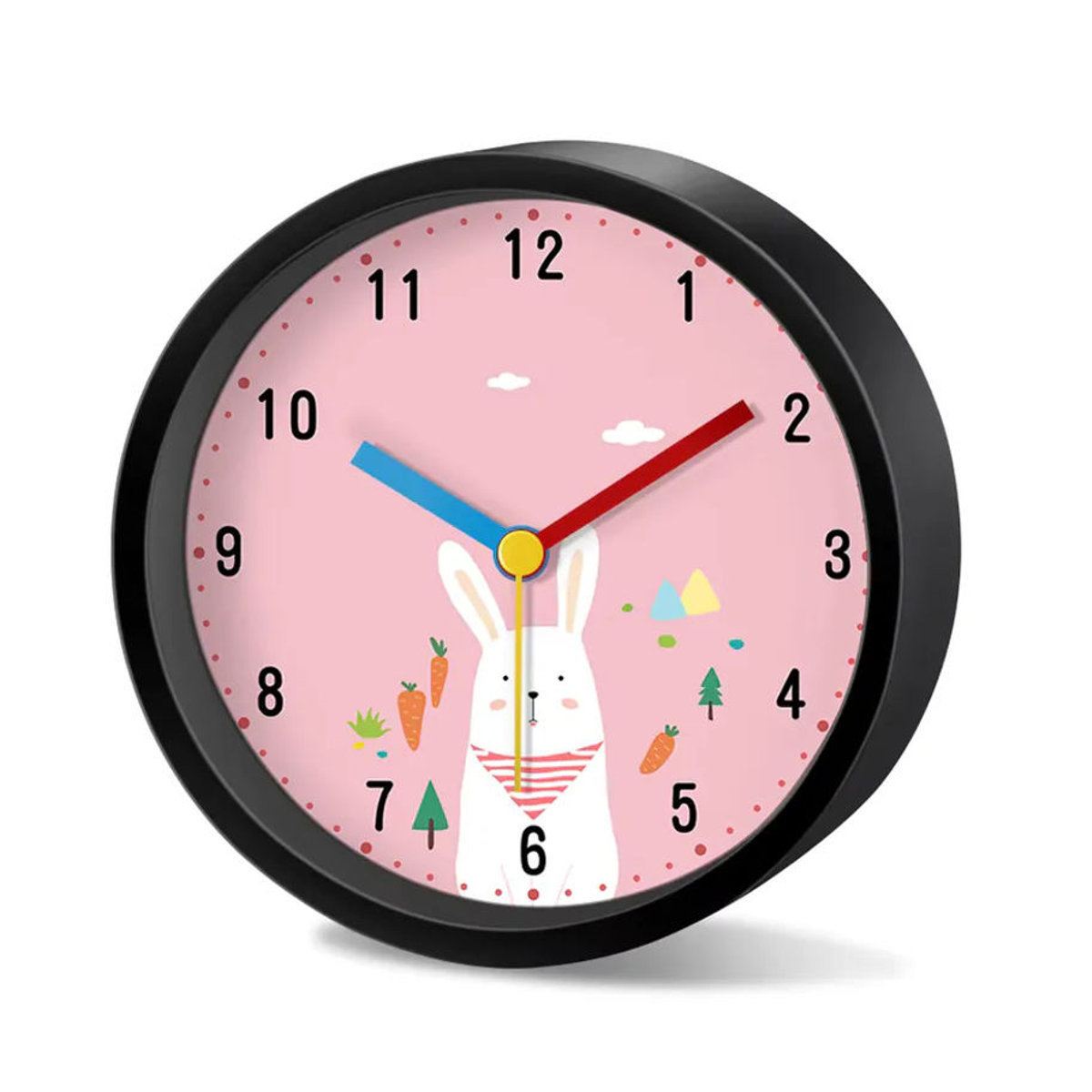 P.chuang Analog-Tischwecker für Kinder in Form eines runden Cartoon-Kaninchens aus Kunststoff in Weiß oder Rosa - Bild 2