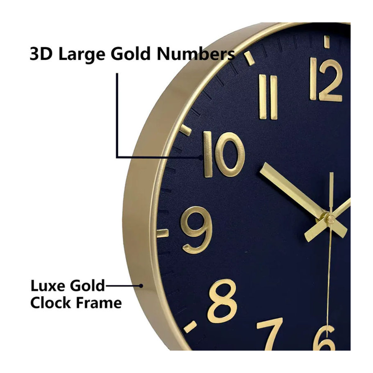 p.chuang Retro Quarz-Wanduhr in 3D-Optik, geräuschlose analoge Wanduhr aus Metall und Glas für Wohnzimmer und Schlafzimmer, Durchmesser: 20,32 cm - Bild 4