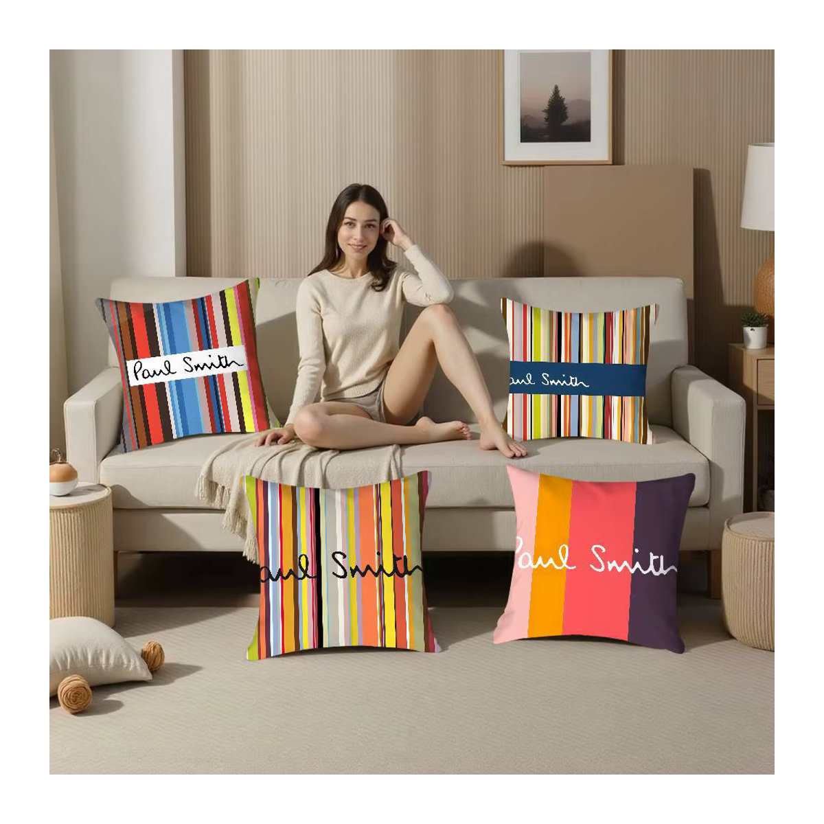 P-Pauls S-SmithS Kissenbezug quadratisch doppelseitig bedruckt multicolor für Sofa und Schlafzimmer - Bild 3