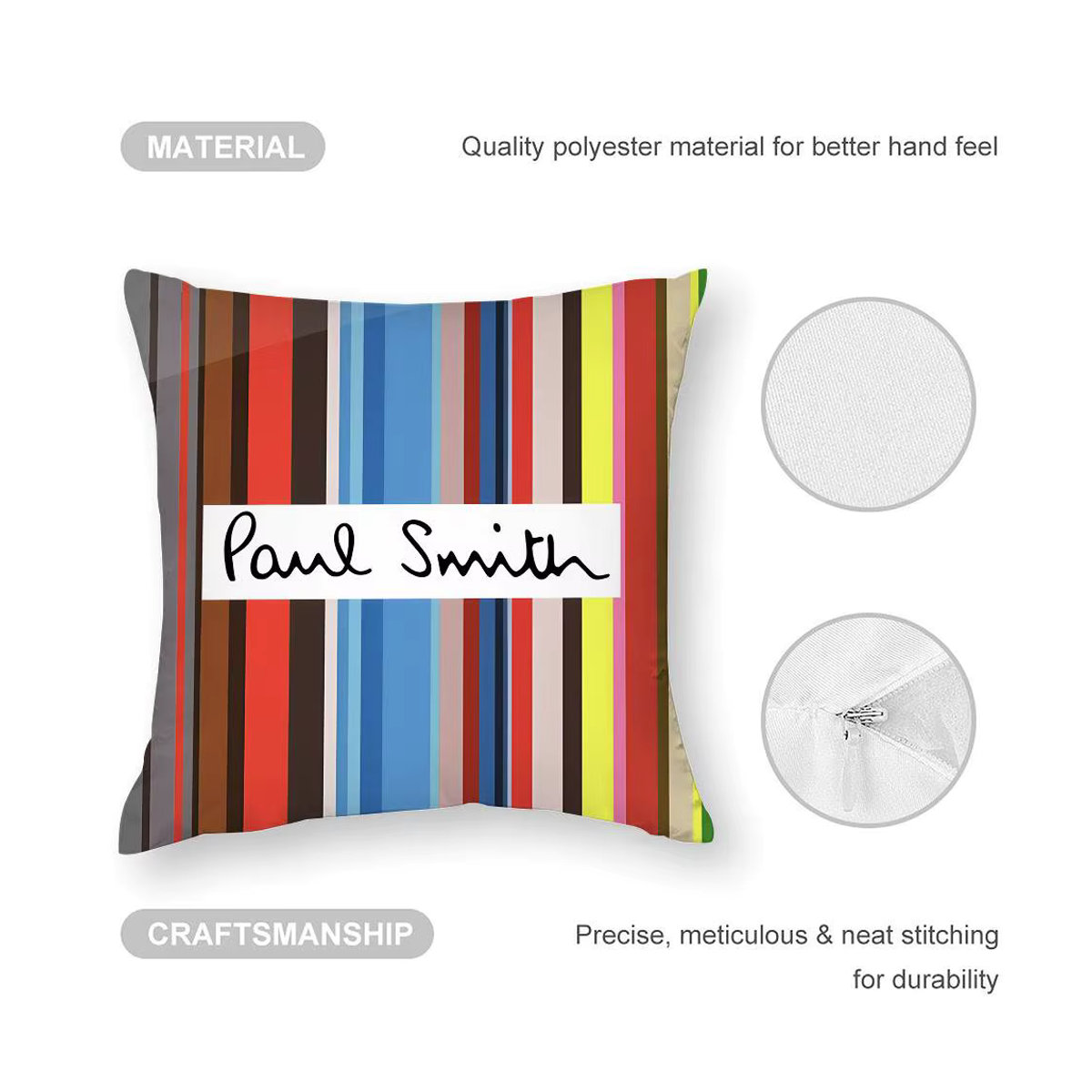 P-Pauls S-SmithS Kissenbezug quadratisch doppelseitig bedruckt multicolor für Sofa und Schlafzimmer - Bild 4