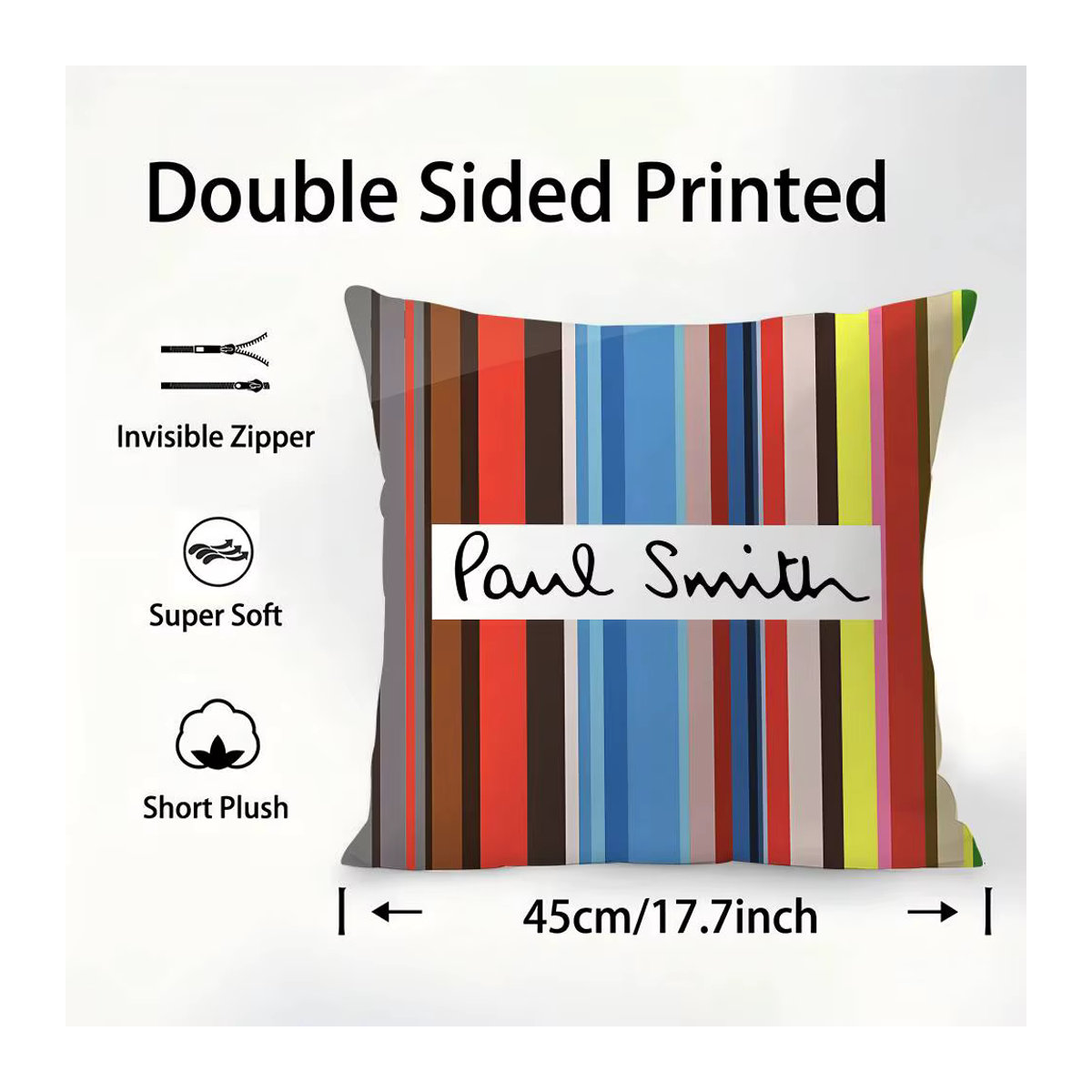 P-Pauls S-SmithS Kissenbezug quadratisch doppelseitig bedruckt multicolor für Sofa und Schlafzimmer - Bild 5