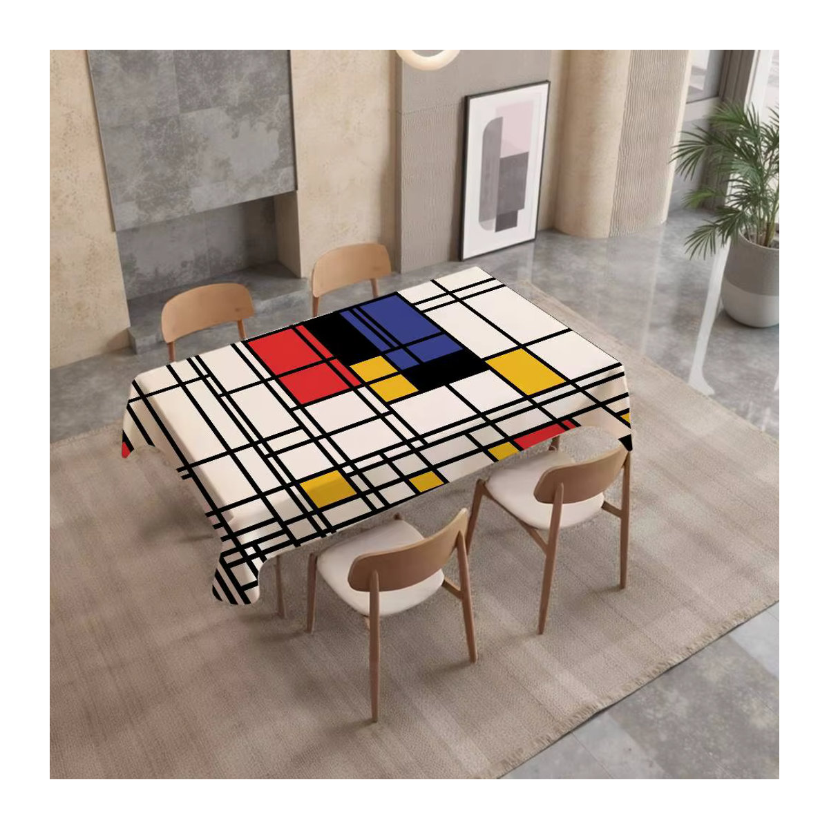 P-PietS M-MondrianS Kunst-Tischdecke mit ästhetischem Design, schmutzabweisend und waschbar - Bild 2