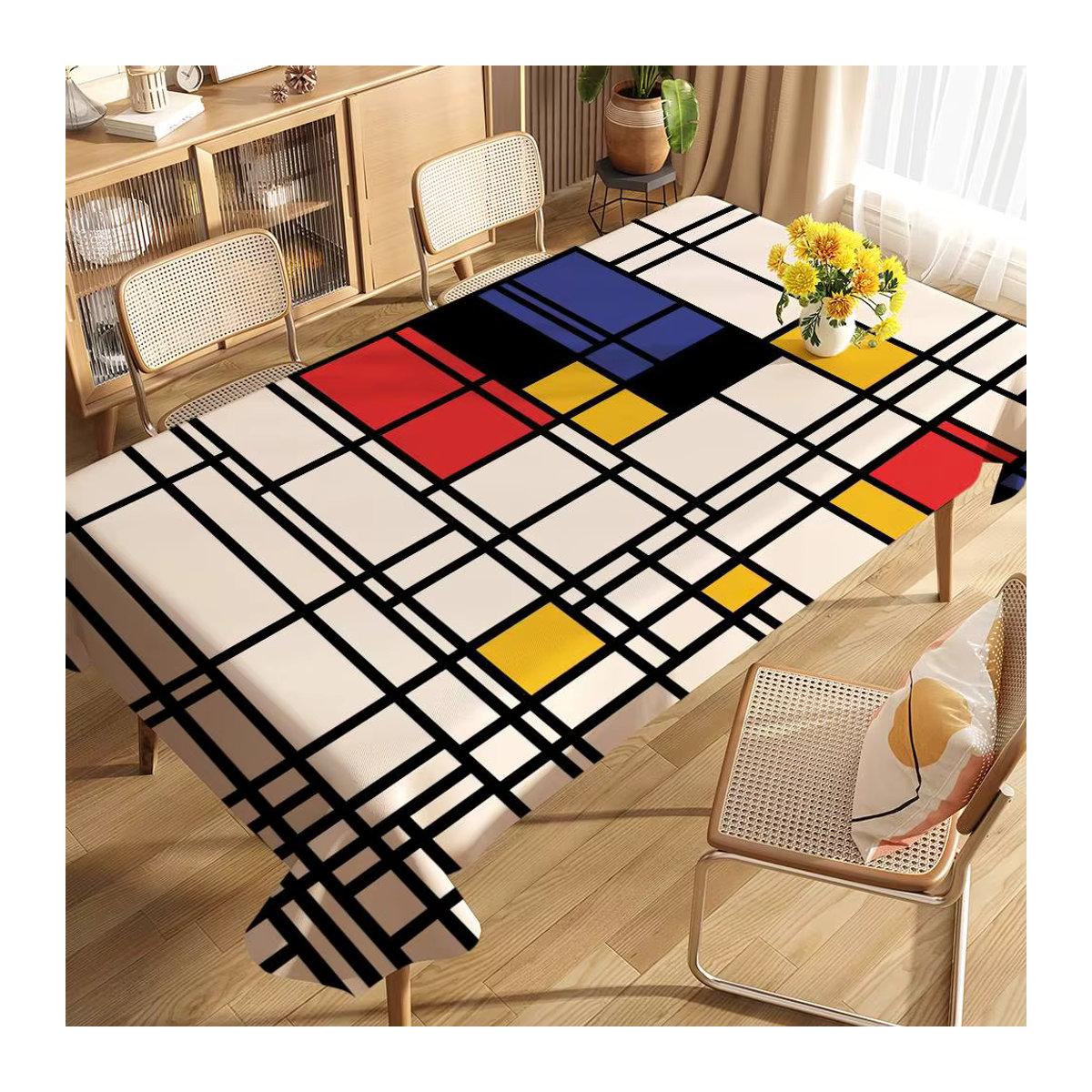 P-PietS M-MondrianS Kunst-Tischdecke mit ästhetischem Design, schmutzabweisend und waschbar - Bild 5