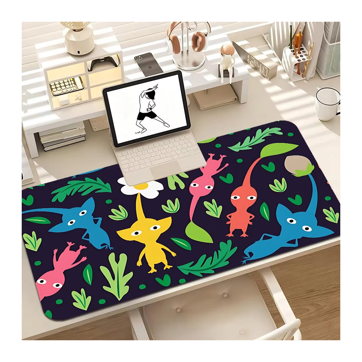 P-Pikmin Gaming Mauspad Speed Version Multicolor rutschfeste Tischmatte für PC und Tastatur - Bild 2