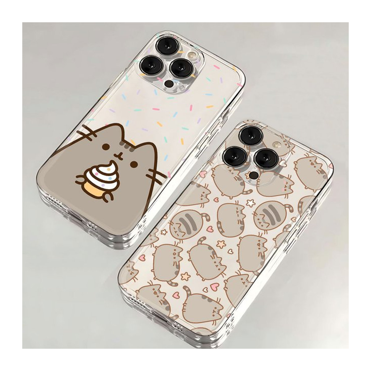 P-pusheen Transparente Handyhülle mit Katze Motiv für Oppo und Realme Modelle in Aesthetic Animal Print Design - Bild 1