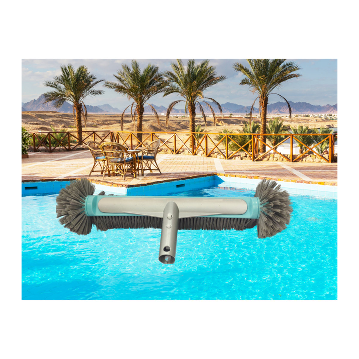 Palicy Schwimmbad-Bürstenkopf mit Eckreinigungsbürste und halbsphärischen Borsten zur Reinigung von Poolfliesen - Bild 1