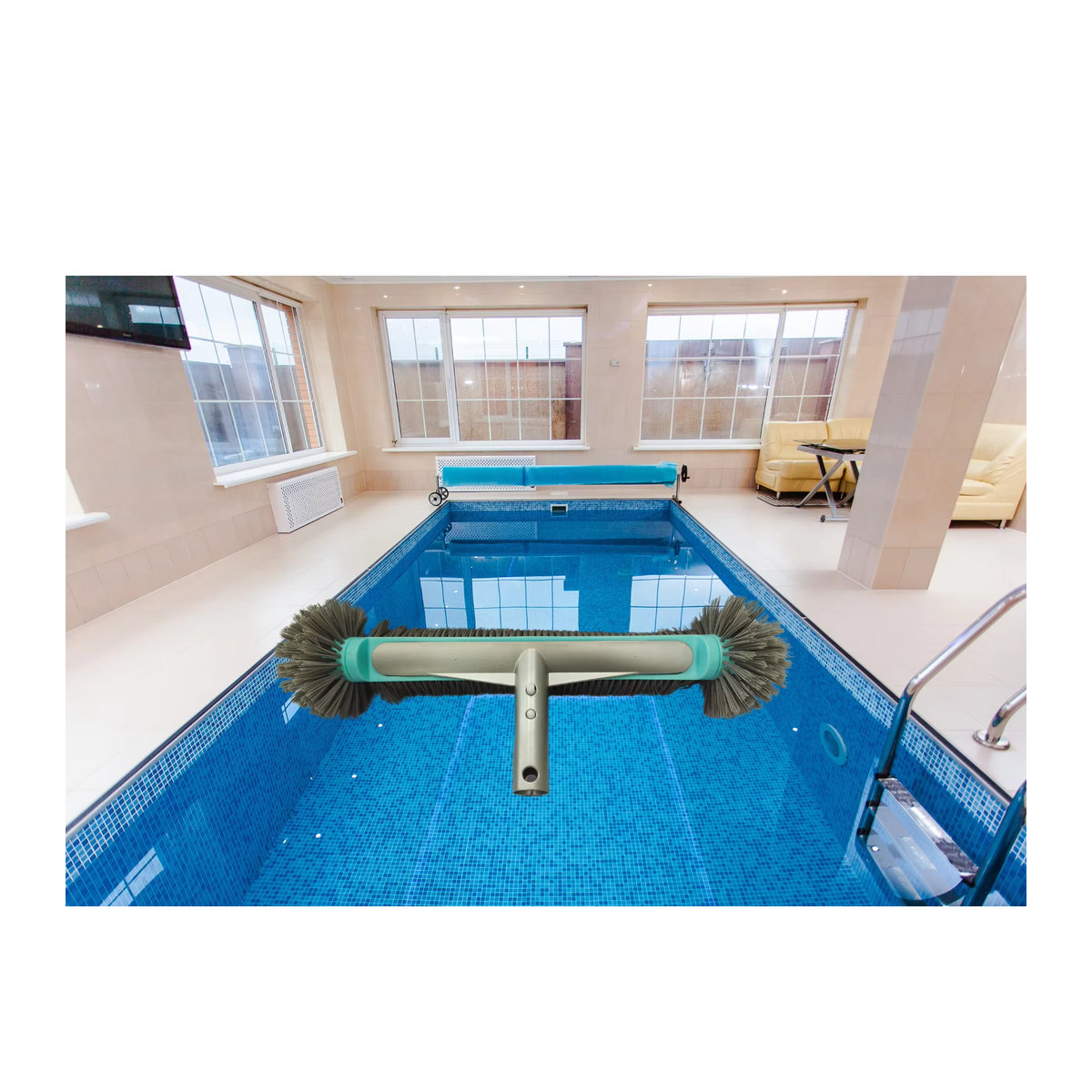 Palicy Schwimmbad-Bürstenkopf mit Eckreinigungsbürste und halbsphärischen Borsten zur Reinigung von Poolfliesen - Bild 2