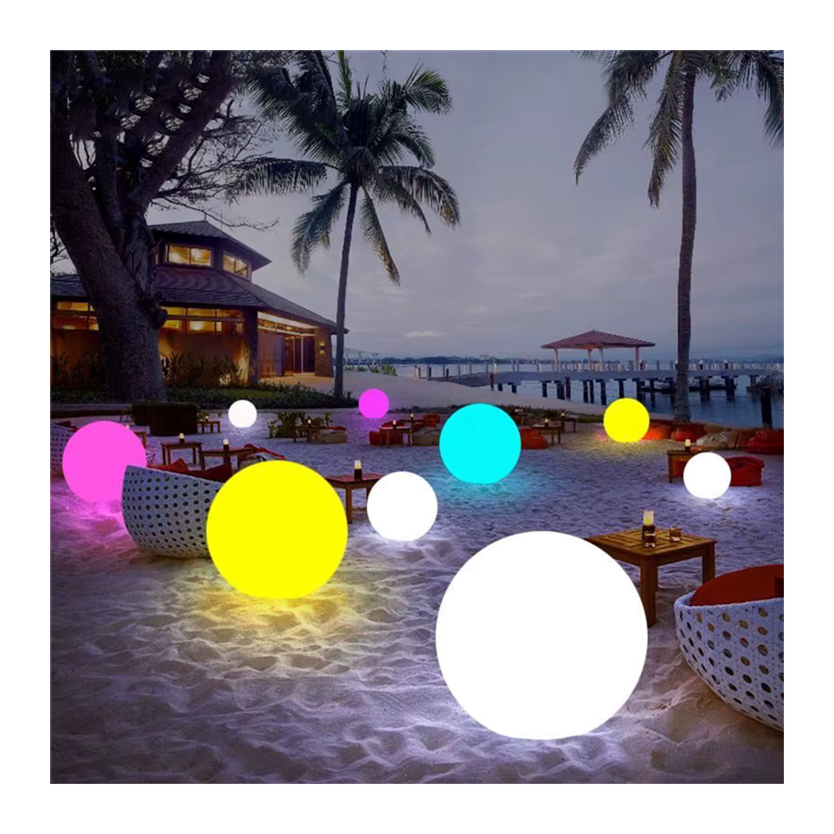 PAMNNY LED Kugelleuchte Bunt mit Fernbedienung für Garten und Schlafzimmer B/T/H: 25 x 20 x 15 cm und 10 cm - Bild 3
