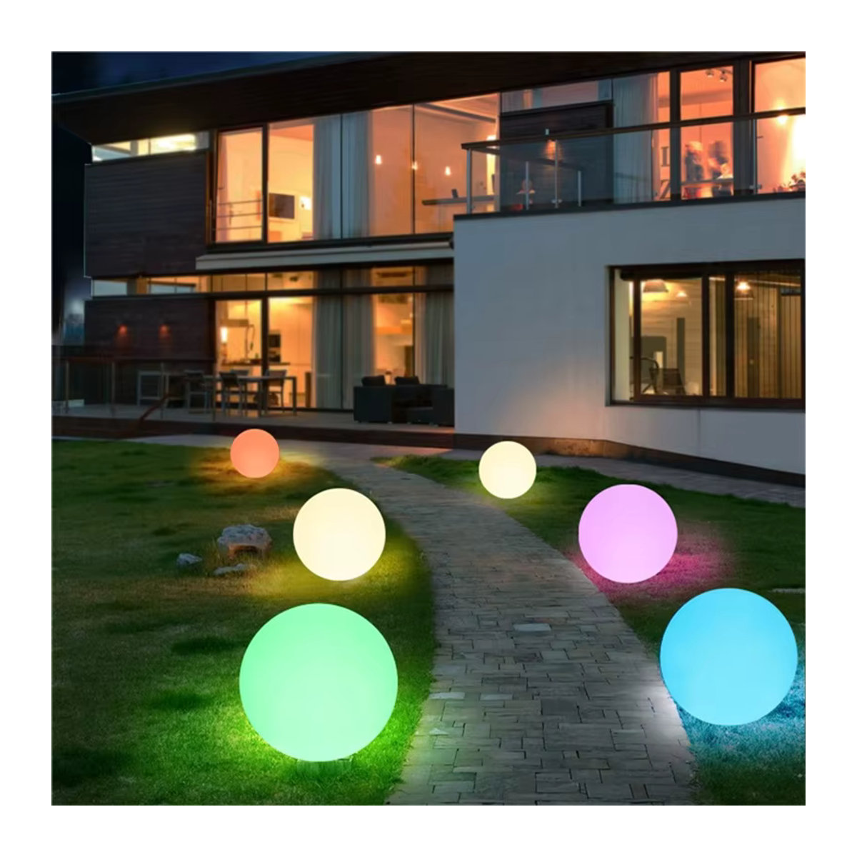 PAMNNY LED Kugelleuchte Bunt mit Fernbedienung für Garten und Schlafzimmer B/T/H: 25 x 20 x 15 cm und 10 cm - Bild 4