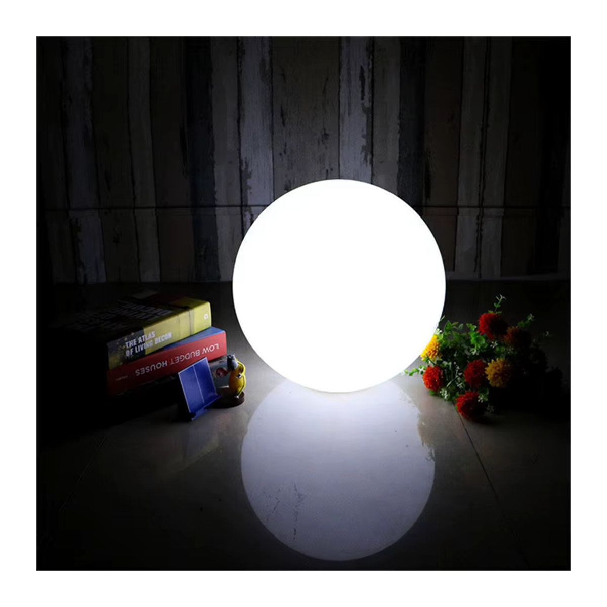 PAMNNY LED-Nachtlicht mit runder Kugel, batteriebetrieben und Fernbedienung, 16 Farben, bunt, minimalistisches Design für Garten, Landschaft und Dekoration im Innen- und Außenbereich - Bild 2