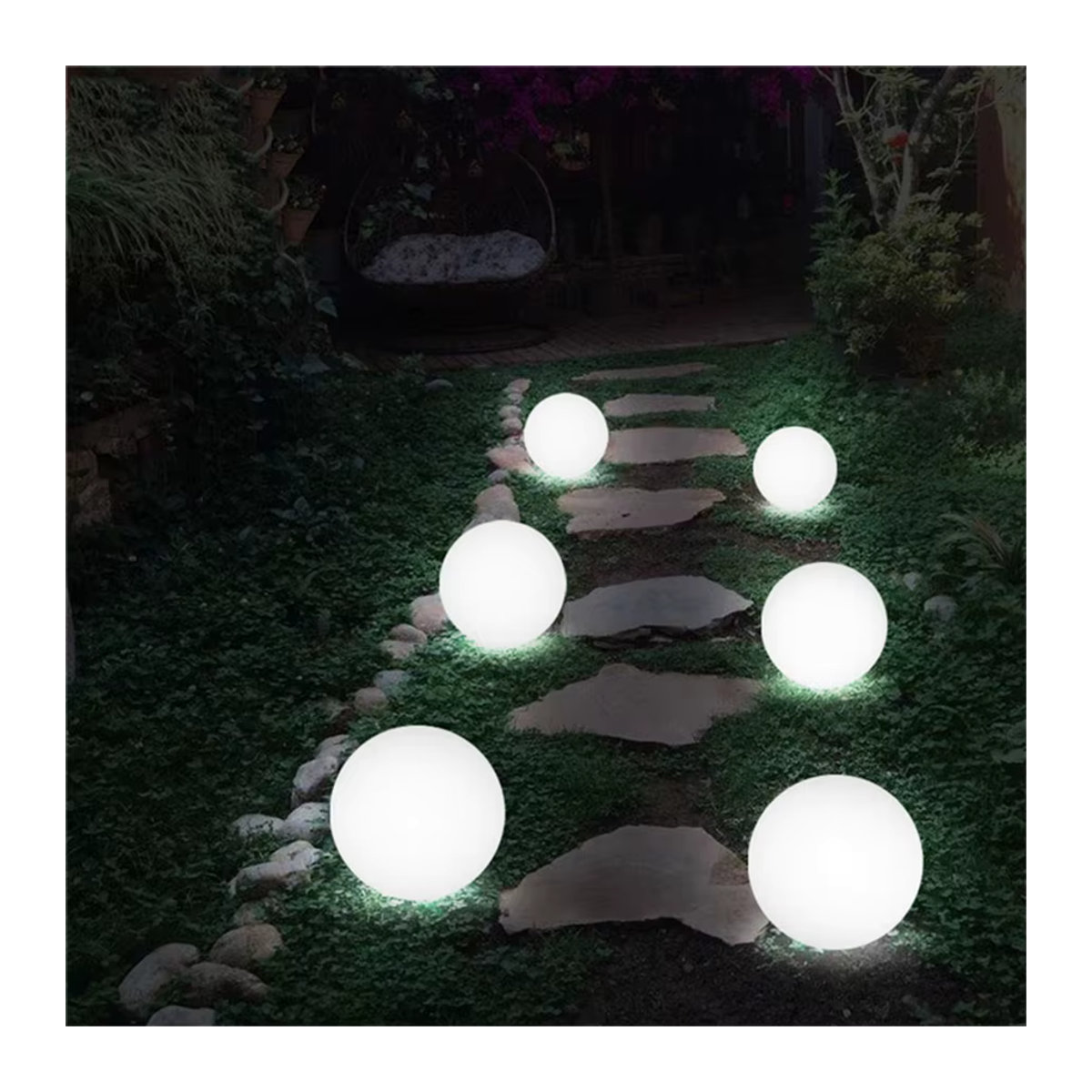 PAMNNY LED-Nachtlicht mit runder Kugel, batteriebetrieben und Fernbedienung, 16 Farben, bunt, minimalistisches Design für Garten, Landschaft und Dekoration im Innen- und Außenbereich - Bild 4