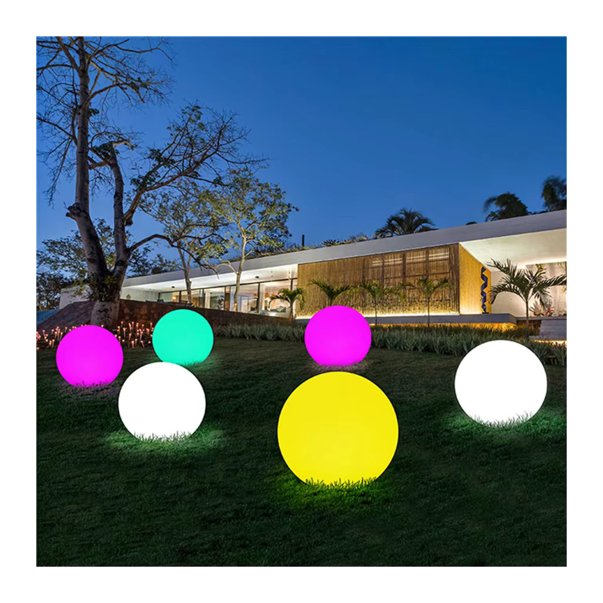 PAMNNY LED-Nachtlicht mit runder Kugel, batteriebetrieben und Fernbedienung, 16 Farben, bunt, minimalistisches Design für Garten, Landschaft und Dekoration im Innen- und Außenbereich - Bild 5