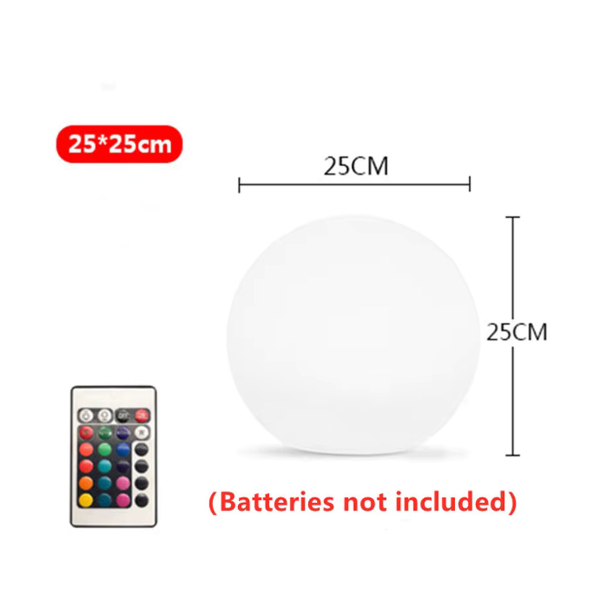 PAMNNY LED-Nachtlicht mit runder Kugel, batteriebetrieben und Fernbedienung, 16 Farben, bunt, minimalistisches Design für Garten, Landschaft und Dekoration im Innen- und Außenbereich - Bild 6