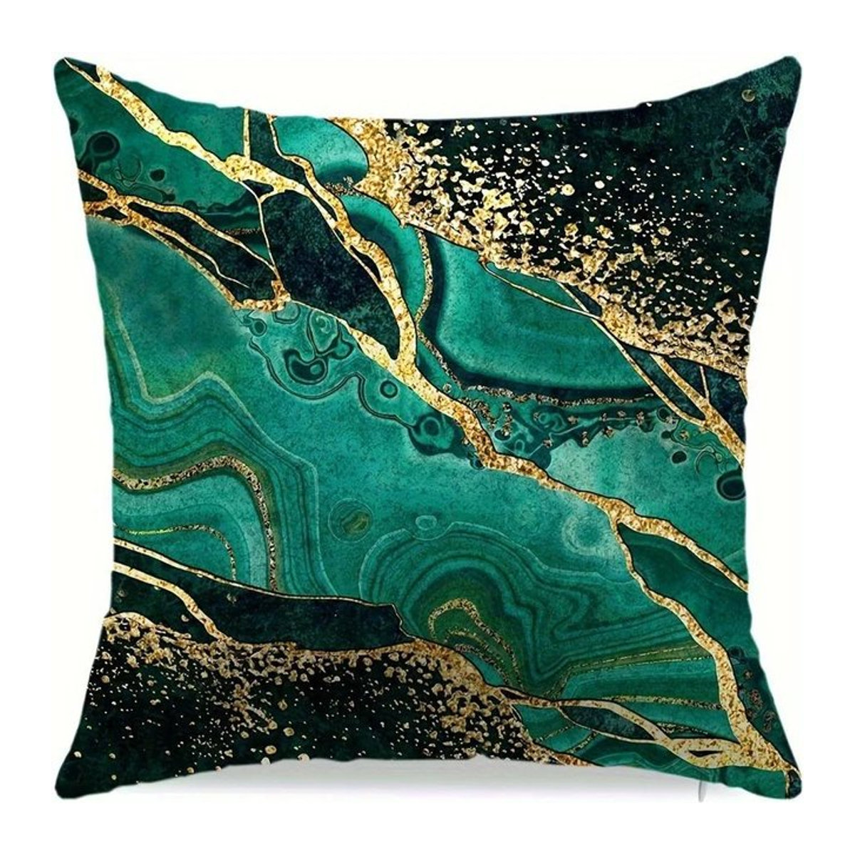 Panika Chen Kissenbezug mit grünem geometrischem Crack-Design aus ultra-weichem Polyester, B/H: 18 x 18 cm - Bild 1