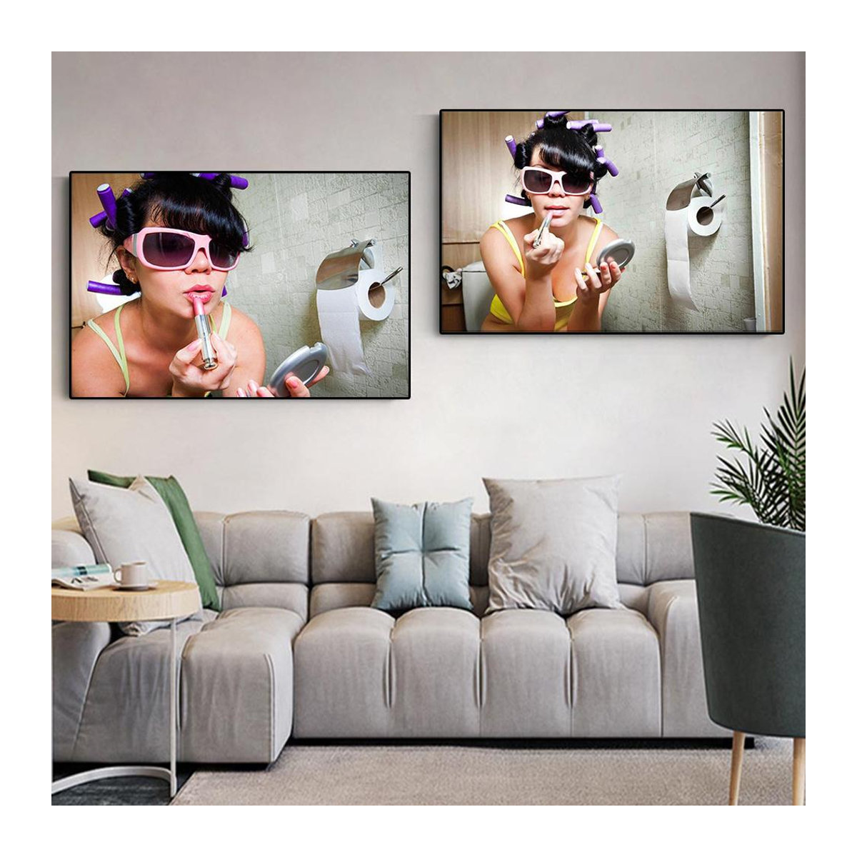 PanitingArt Modernes Nordic Leinwand Poster Mädchen Porträt in Schwarz und Weiß, B: 50 cm, H: 70 cm, ohne Rahmen - Bild 2