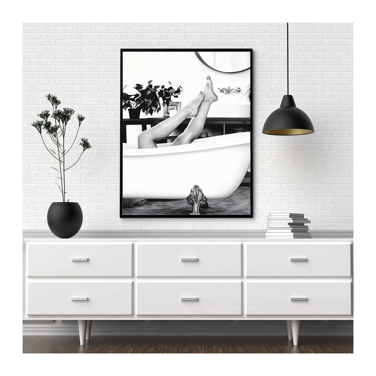 PanitingArt Modernes Nordic Leinwand Poster Mädchen Porträt in Schwarz und Weiß, B: 50 cm, H: 70 cm, ohne Rahmen - Bild 3