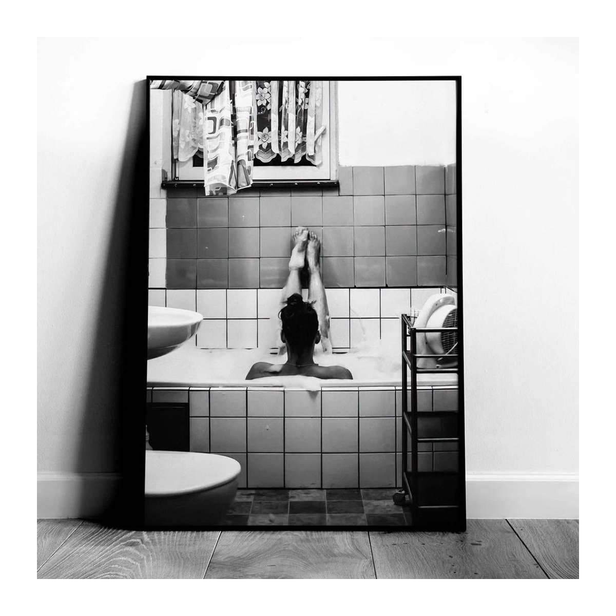 PanitingArt Modernes Nordic Leinwand Poster Mädchen Porträt in Schwarz und Weiß, B: 50 cm, H: 70 cm, ohne Rahmen - Bild 4