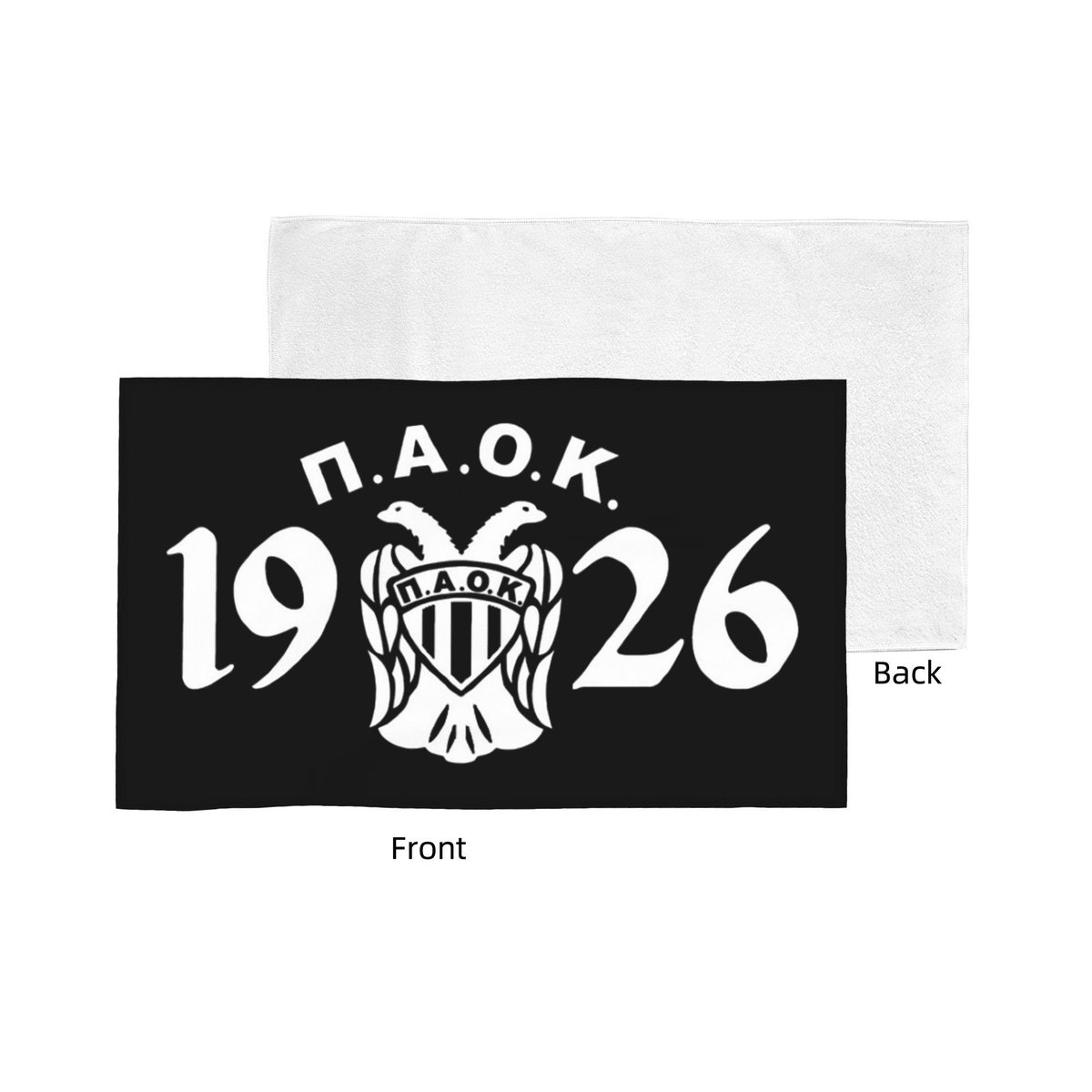 Paok Thessaloniki Ultras Handtuch aus Baumwolle, Weiß, B: 30 cm, H: 60 cm - Bild 1