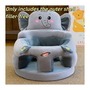 Papert Kleinkind-Nest-Puff ohne Füllung als Baby-Sofa und Stütz-Sitzbezug aus Plüsch in Grau mit Elefanten-Design