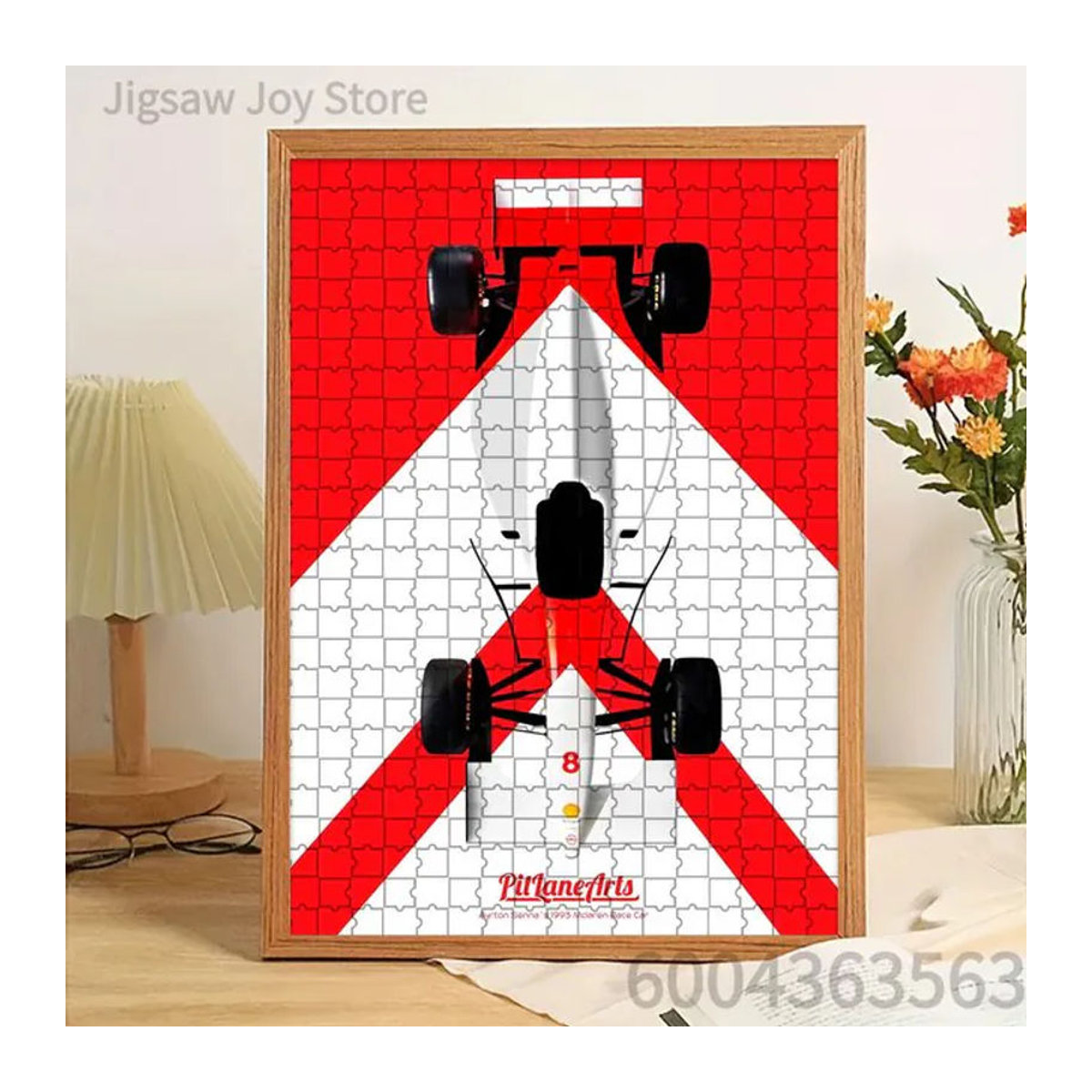 Papier-Puzzle Ayrton Senna 1993 McLaren Rennwagen Nr. 8 von rastar in rot-weißer Ausführung als moderne Wanddekoration - Bild 1