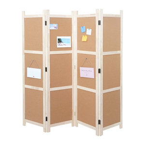 Paravent MCW Raumteiler als Pinnwand aus Kork und Holz in Braun, 4 Paneele, B/H: 166 x 160 cm