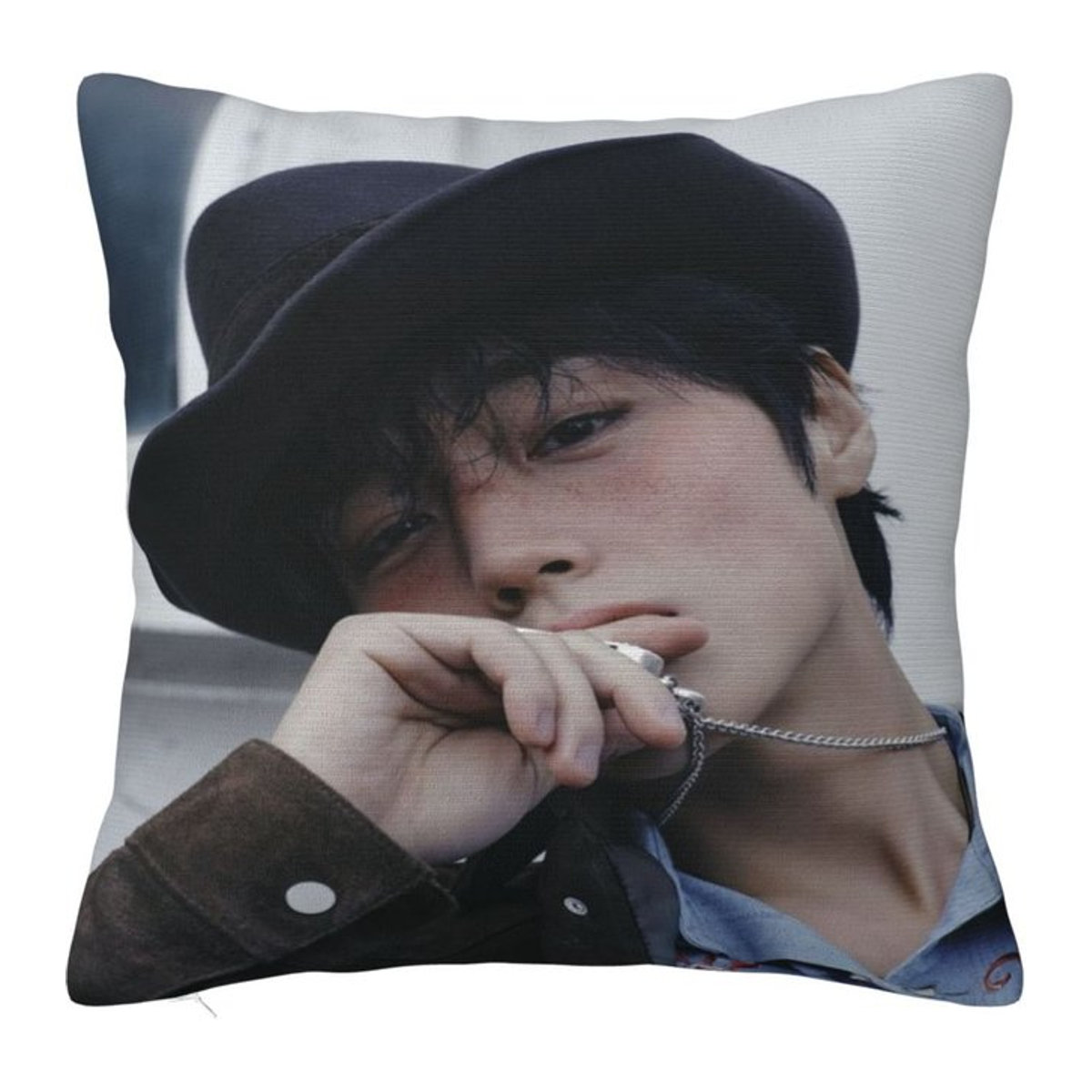 Park Ji Hoon Fan-Geschenk Kissenbezug mit Reißverschluss im Y2K-Design, Peach Skin, B/B: 18 x 18 cm - Bild 1