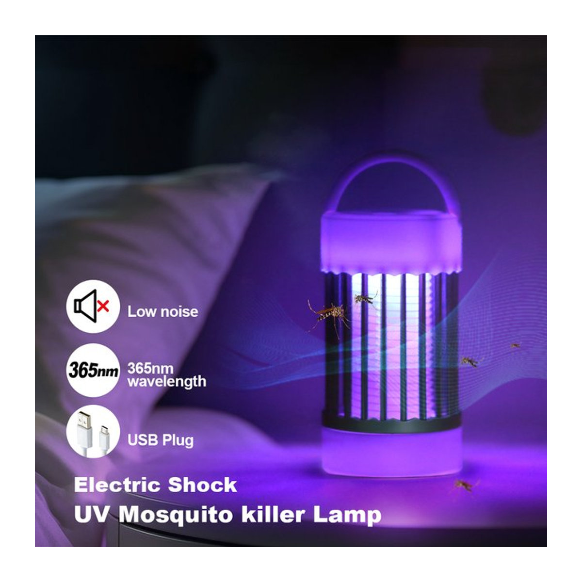 PARKSON Elektrische Moskito-Falle mit UV-Licht und USB-Anschluss in Weiß zur Bekämpfung von Mücken, Motten und Wespen für Schlafzimmer und Outdoor-Camping - Bild 1