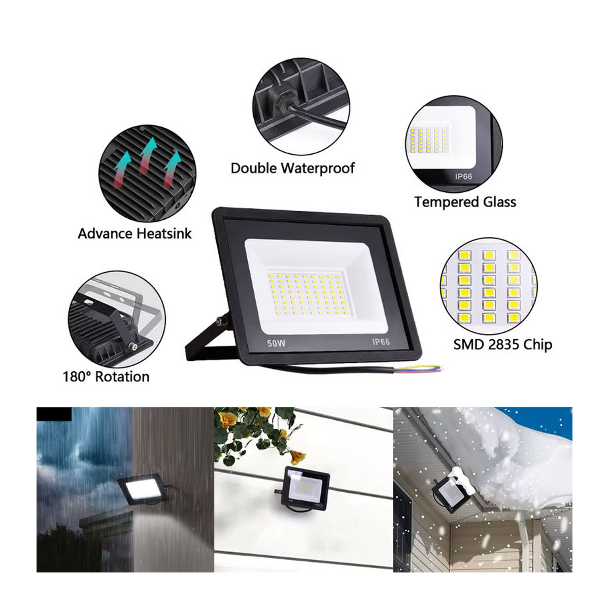 PARKSON LED Außenstrahler IP66 wasserdicht in Schwarz aus Aluminium mit minimalistischem Design - Bild 3