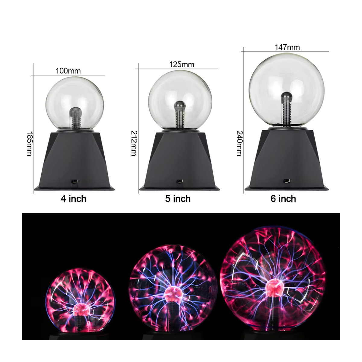 PARKSON Magische Kristall Plasma Ball Lampe LED Kugelleuchte in Bunt für modernes Schlafzimmer Dekor - Bild 4