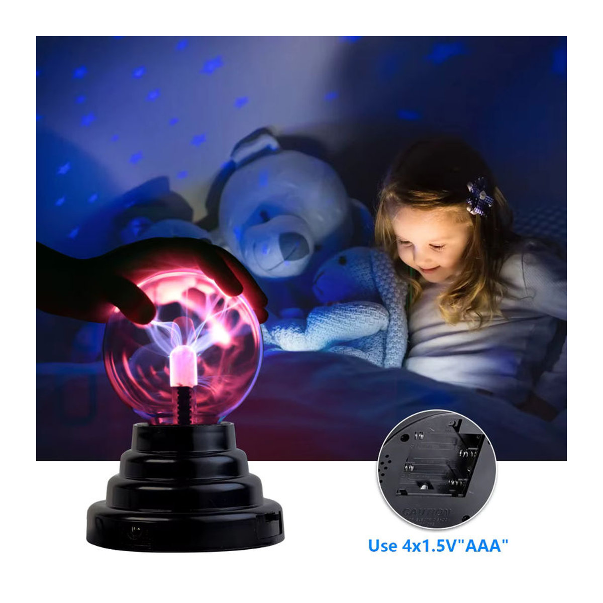 PARKSON Plasma Kugel Tischlampe 3 Zoll Bunt als magisches Nachtlicht und atmosphärisches Geschenk - Bild 3