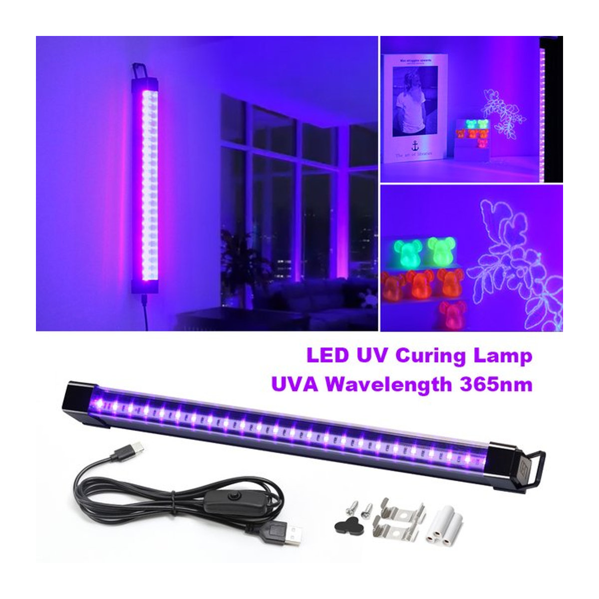 PARKSON UV LED Schwarzlicht Lampe T8 Rohr 395-405nm mit USB Stecker 5V - Bild 1