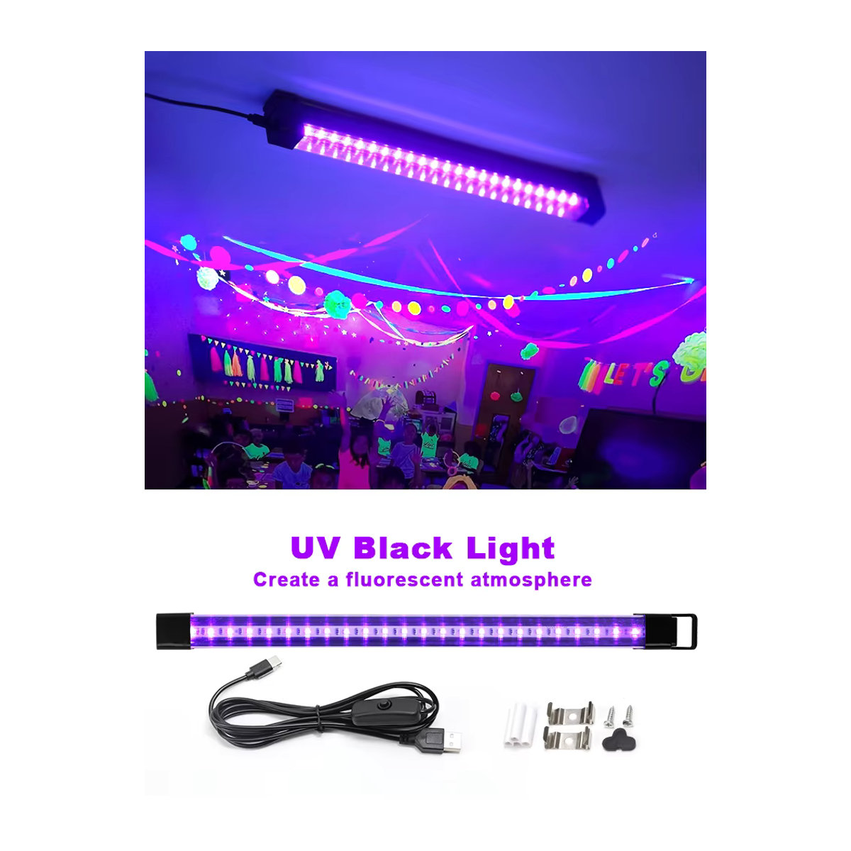 PARKSON UV LED Schwarzlicht Lampe T8 Rohr 395-405nm mit USB Stecker 5V - Bild 7