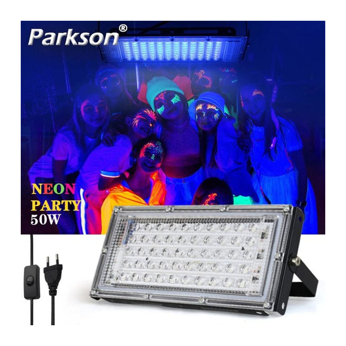 PARKSON UV-LED Strahler Schwarz 50W Schwarzlicht Flutlicht für Party und Bühne - Bild 1