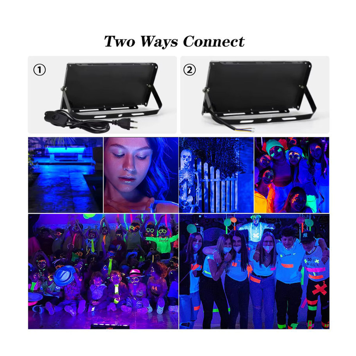 PARKSON UV-LED Strahler Schwarz 50W Schwarzlicht Flutlicht für Party und Bühne - Bild 3