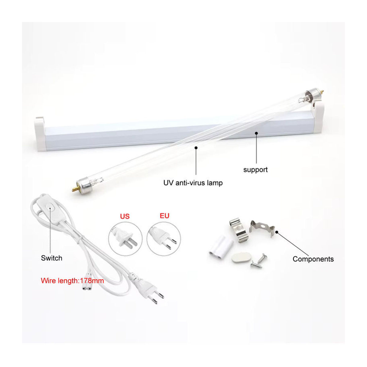 PARKSON UVC LED Sterilisationslampe T5 Quarzröhre zur Keimtötung 6W/8W 220V-240V - Bild 2