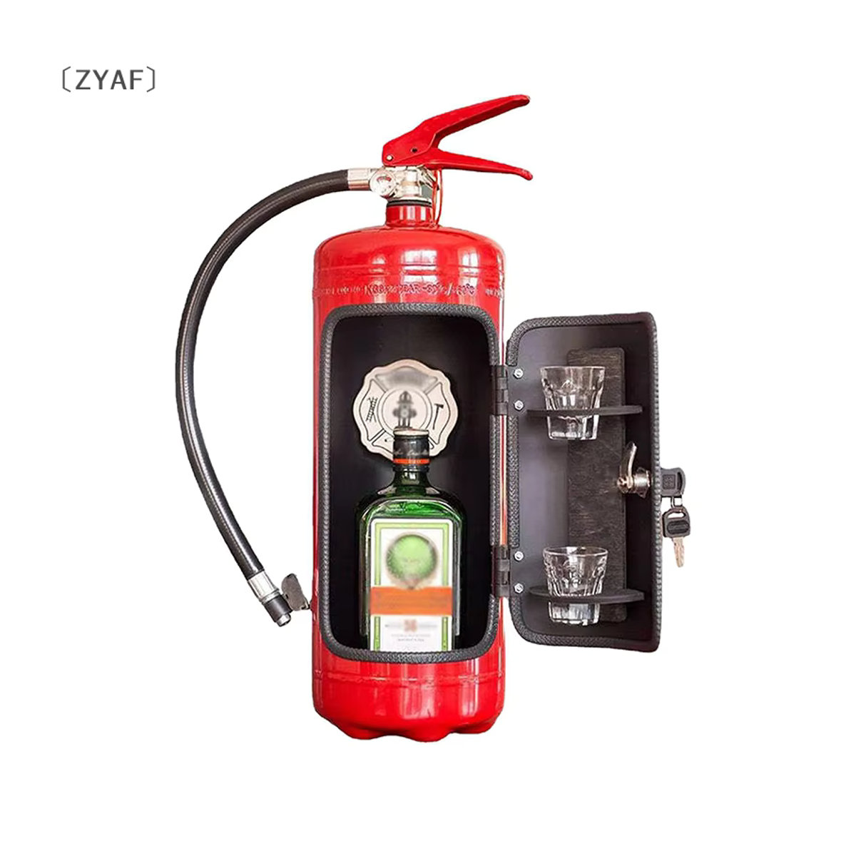 ParqueKreative Weinkiste in Feuerlöscherform als Mini-Weinschrank und Champagner-Aufbewahrungsbox für dein Zuhause - Bild 3