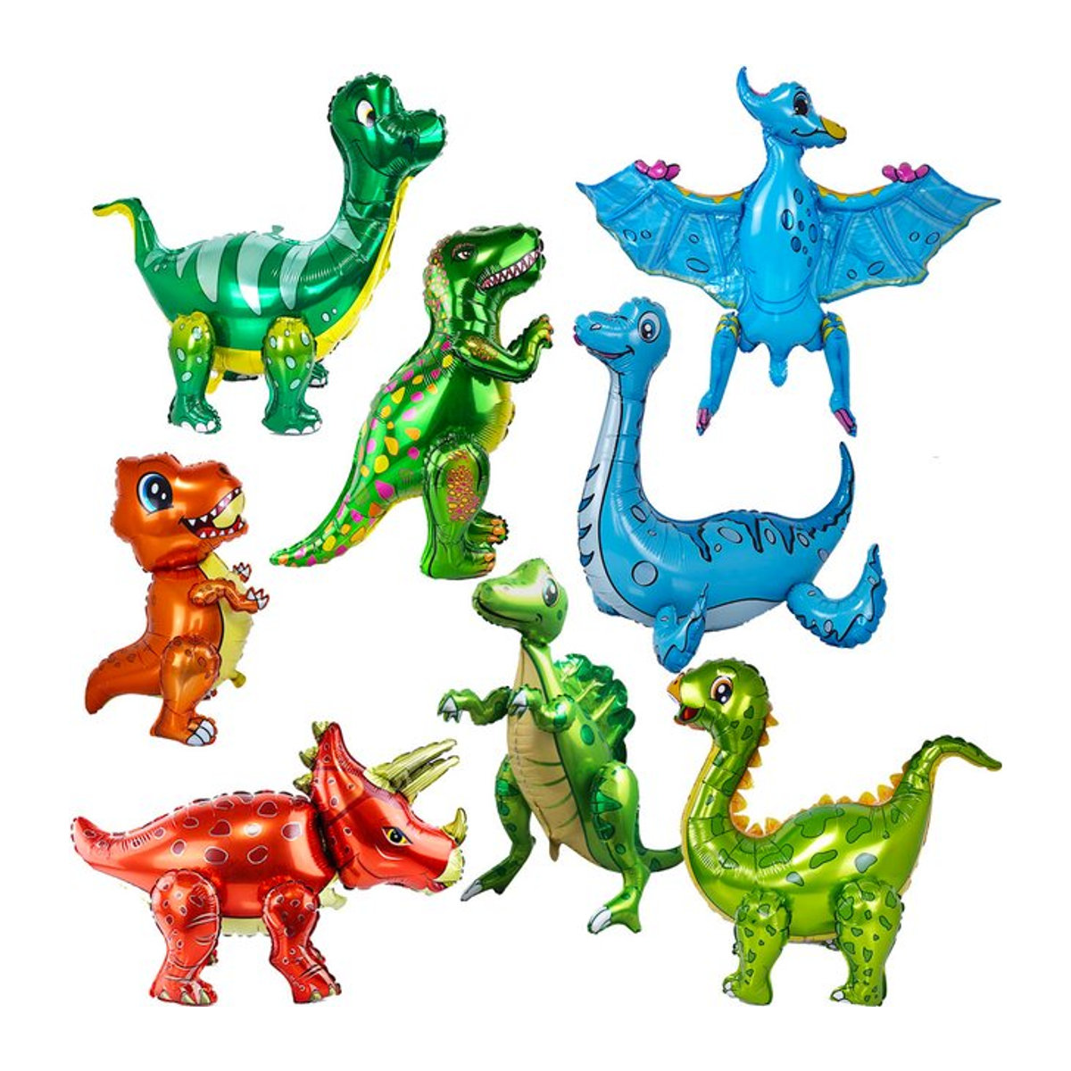 PartiesTour 3D Dinosaurier Stehender Ballon in Mehrfarbig für Kinder Jurassic Partydekoration - Bild 1