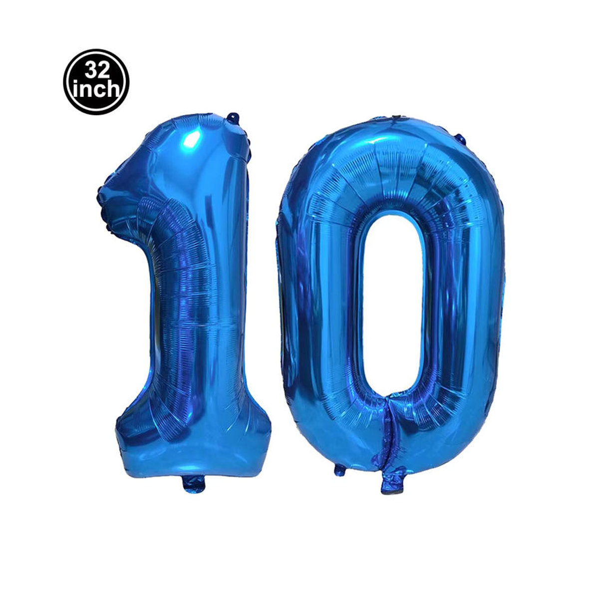 PartiesTour Zahlenballon Nummer 10 in Blau für die Geburtstagsdekoration, Durchmesser: 81,28 cm - Bild 1