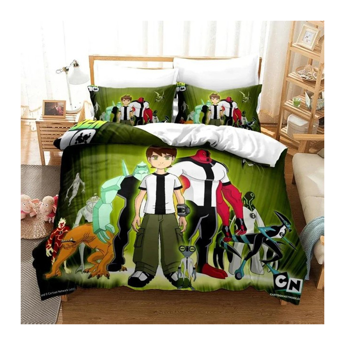Paslu Ben10 Bettwäsche-Set mit 3D Cartoon Design inklusive Kissenbezug, Single Bettwäsche B: 140 cm, L: 210 cm - Bild 1