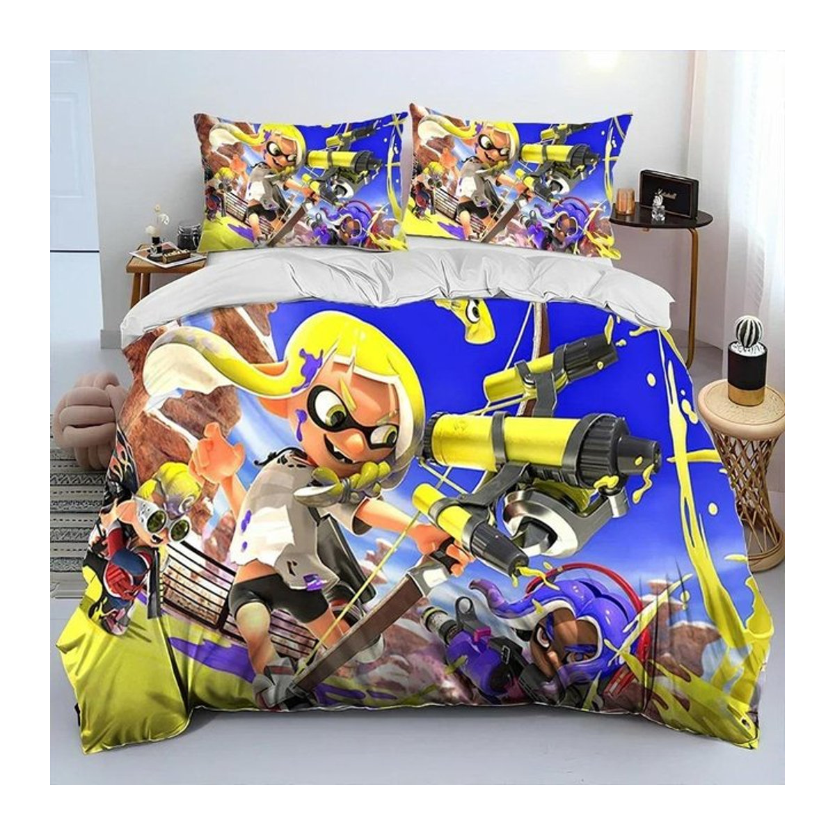 Paslu Bettwäsche Set Splatoon Gamer Cartoon Design Multicolor, 3-teilig, B/H: 135 x 200 cm - Bild 1