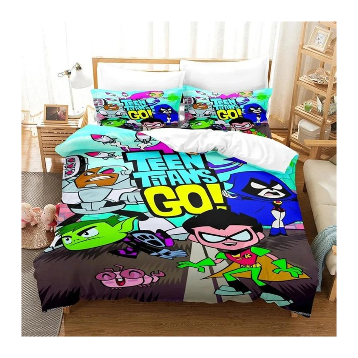 Paslu Bettwäsche-Set Teen Titans Go 3-teilig Multicolor B/H: 140 x 210 cm - Bild 1
