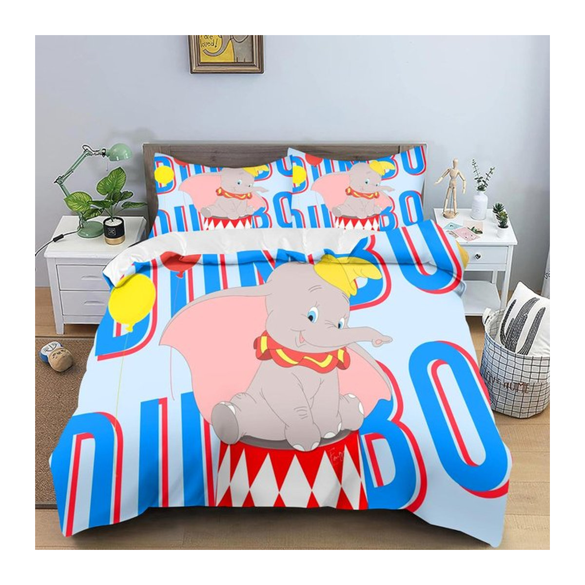 Paslu Dumbo Comforte Bettwäsche-Set mit Cartoon-Print, Multicolor, 3-teilig, B/H: 135 x 200 cm - Bild 1