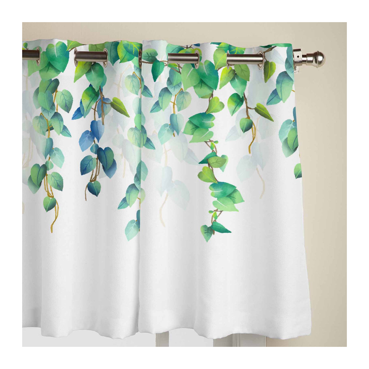 Pastorale Blumen Fenstervorhänge für Wohnzimmer und Küche in Weiß, B: 135 cm, H: 60 cm - Bild 2